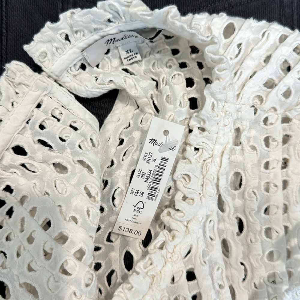Madewell White Lace Sleeveless Dress. Size XL - Picture 9 of 9